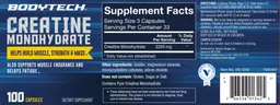 Label for Creatine Monohydrate