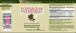 Label for Echinacea & Goldenseal Natural Peppermint Flavor