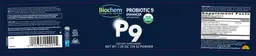 Label for P9 Probiotic 9 Enhancer with Prebiotic