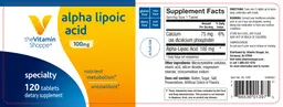 Label for Alpha Lipoic Acid 100 mg