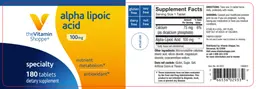Label for Alpha Lipoic Acid 100 mg