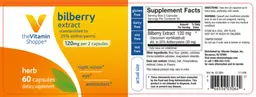 Label for Bilberry Extract 120 mg