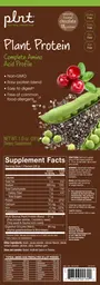 Label for Plant Protein Chocolate