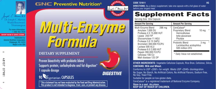 Label for Multi-Enzyme Formula
