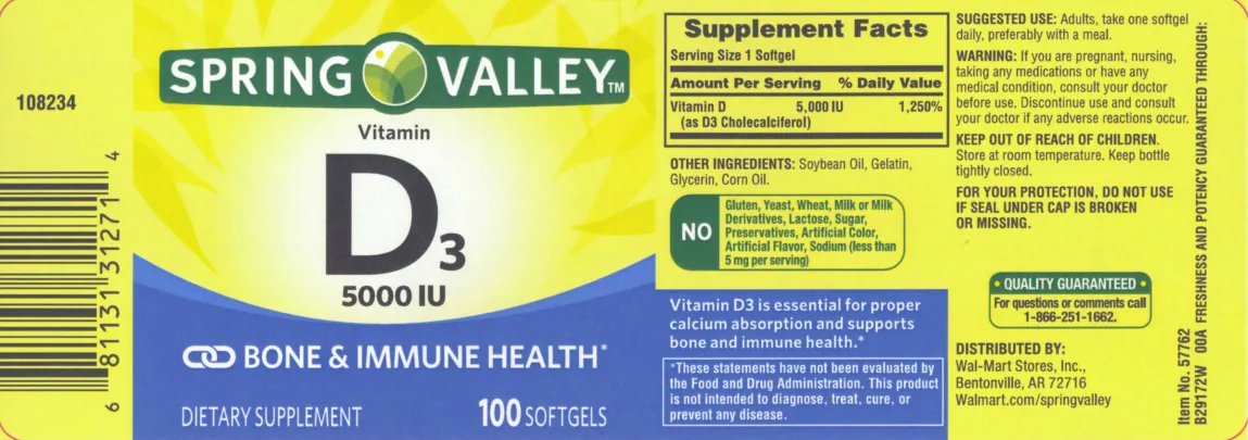 Label for Vitamin D3 5000 IU