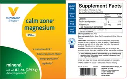 Label for Calm Zone Magnesium 350 mg