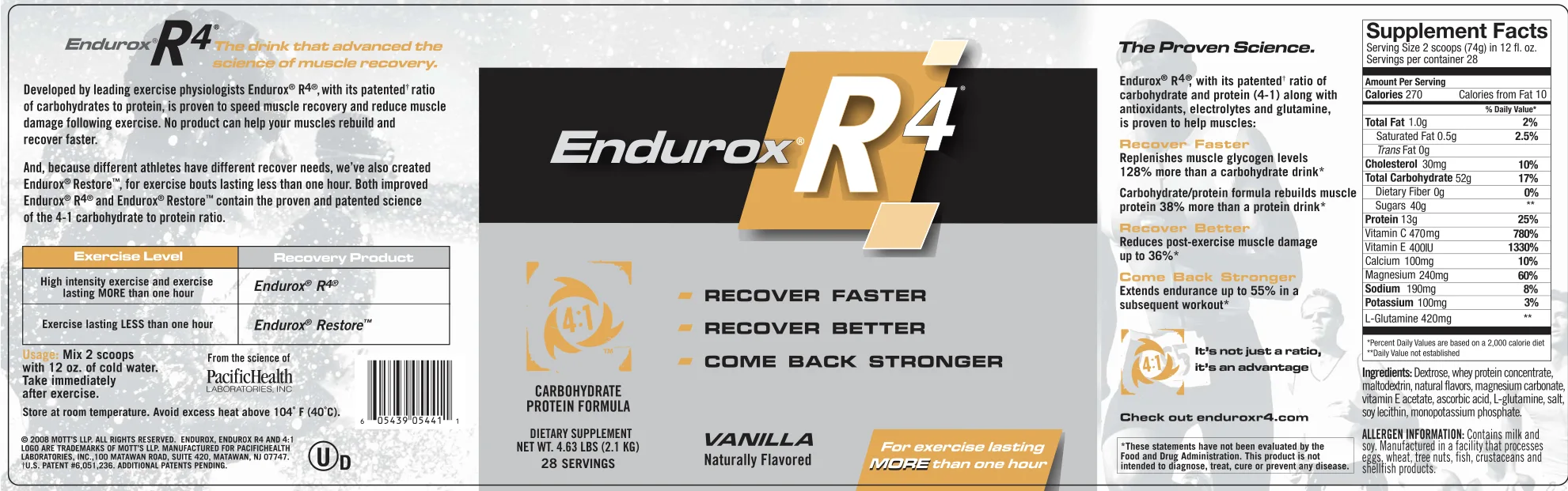 Label for Endurox R4 Vanilla