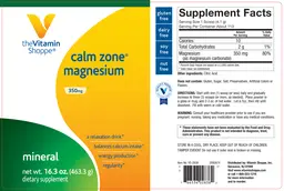 Label for Calm Zone Magnesium 350 mg