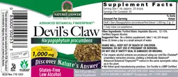 Label for Devil's Claw 1,000 mg