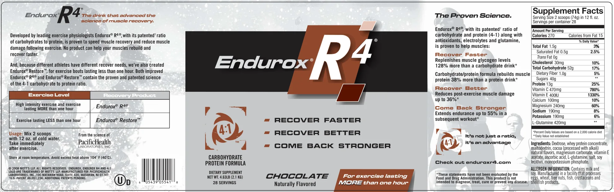 Label for Endurox R4 Chocolate