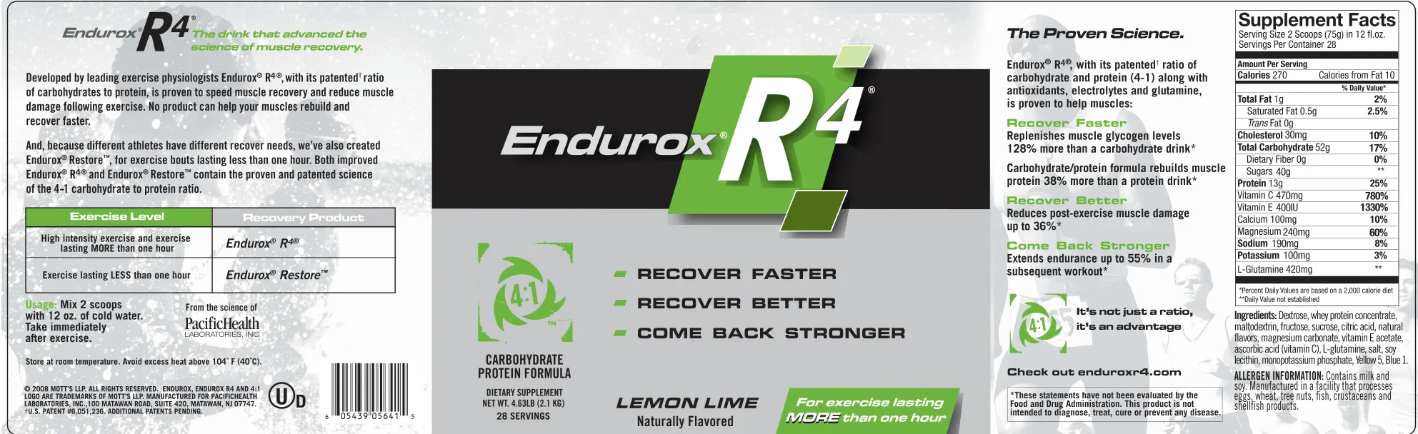 Label for Endurox R4 Lemon Lime