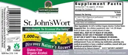 Label for St. John's Wort 1,000 mg Organic Alcohol