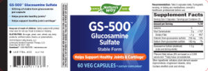 Label for GS-500 Glucosamine Sulfate