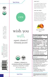 Label for Wish You Well. Mango & Pineapple Flavor
