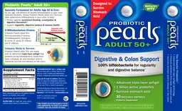 Label for Probiotic Pearls Adult 50+