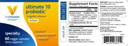Label for Ultimate 10 Probiotic 20 Billion