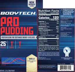 Label for Pro Pudding Vanilla