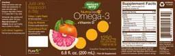 Label for Omega-3 +Vitamin D 1250 mg Grapefruit Tangerine Flavored