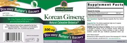 Label for Korean Ginseng 500 mg