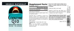 Label for Coenzyme Q10 100 mg