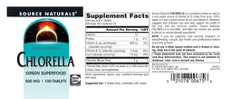 Label for Chlorella 500 mg