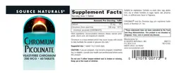 Label for Chromium Picolinate 200 mcg