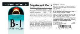 Label for High Potency B-1 500 mg