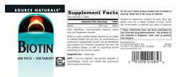 Label for Biotin 600 mcg