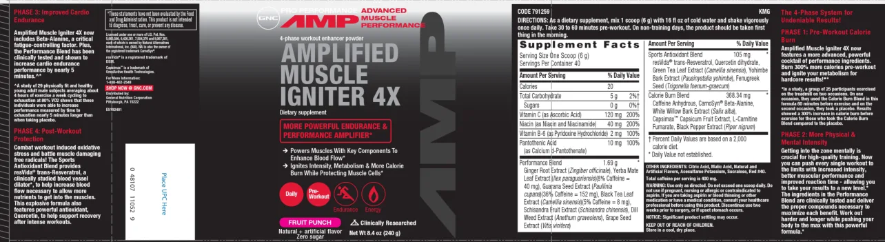Label for Amplified Muscle Igniter 4X Fruit Punch