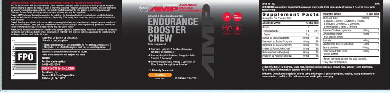 Label for Endurance Booster Chew Orange