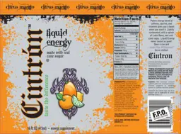 Label for Cintron Liquid Energy Citrus Mango