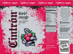 Label for Cintron Liquid Energy Cranberry Splash