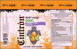 Label for Cintron Liquid Energy Shot Citrus Mango