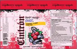Label for Cintron Liquid Energy Shot Cranberry Splash