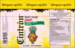 Label for Cintron Liquid Energy Shot Pineapple Passion