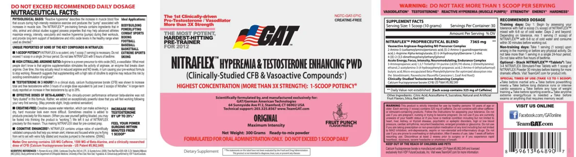 Label for Nitraflex Hyperemia & Testosterone Enhancing Pwd Fruit Punch Flavor Profile