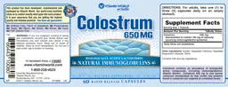 Label for Colostrum 650 mg