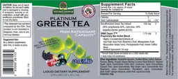 Label for Platinum Green Tea Mixed Berry Flavor