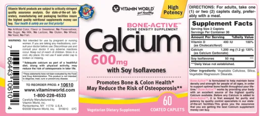 Label for Calcium 600 mg