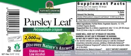 Label for Parsley Leaf 2,000 mg