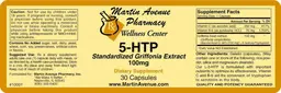 Label for 5-HTP Standardized Griffonia Extract 100 mg