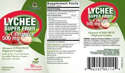 Label for Lychee Super Fruit Complex 500 mg