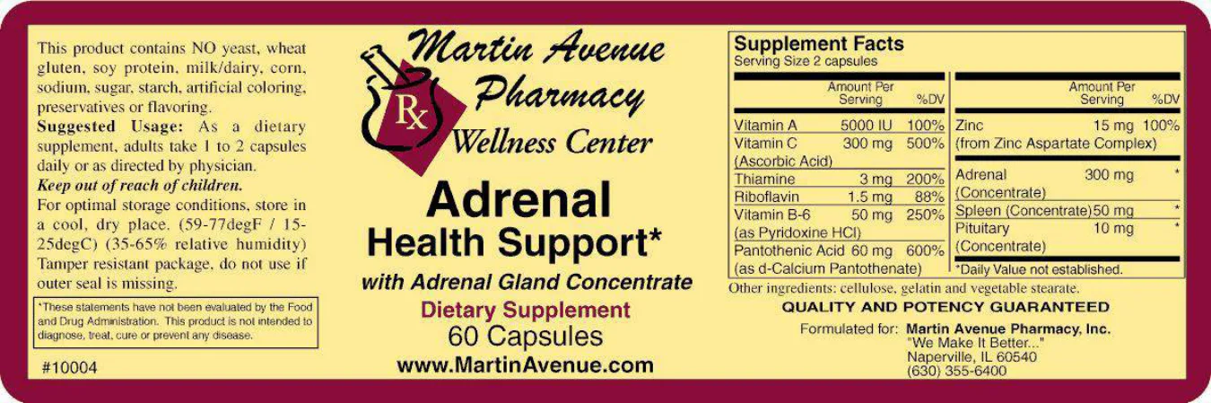 Label for Adrenal Health Support With Adrenal Gland Concentrate