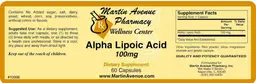Label for Alpha Lipoic Acid 100 mg