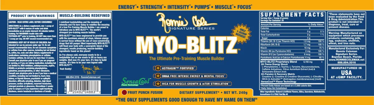 Label for Myo-Blitz Fruit Punch Fusion