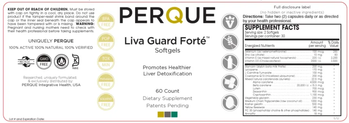 Label for Liva Guard Forte Softgels