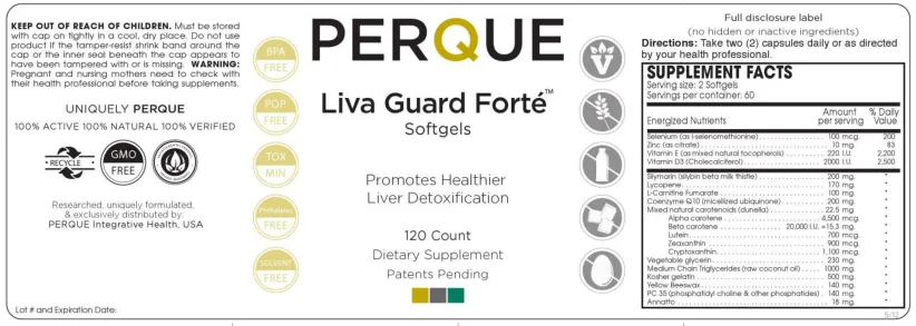 Label for Liva Guard Forte Softgels