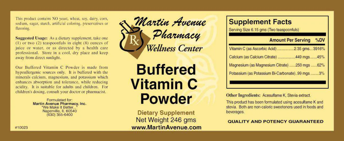 Label for Buffered Vitamin C Powder