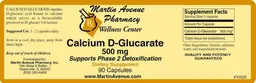 Label for Calcium D-Glucarate 500 mg