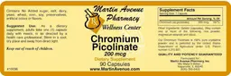 Label for Chromium Picolinate 200 mcg